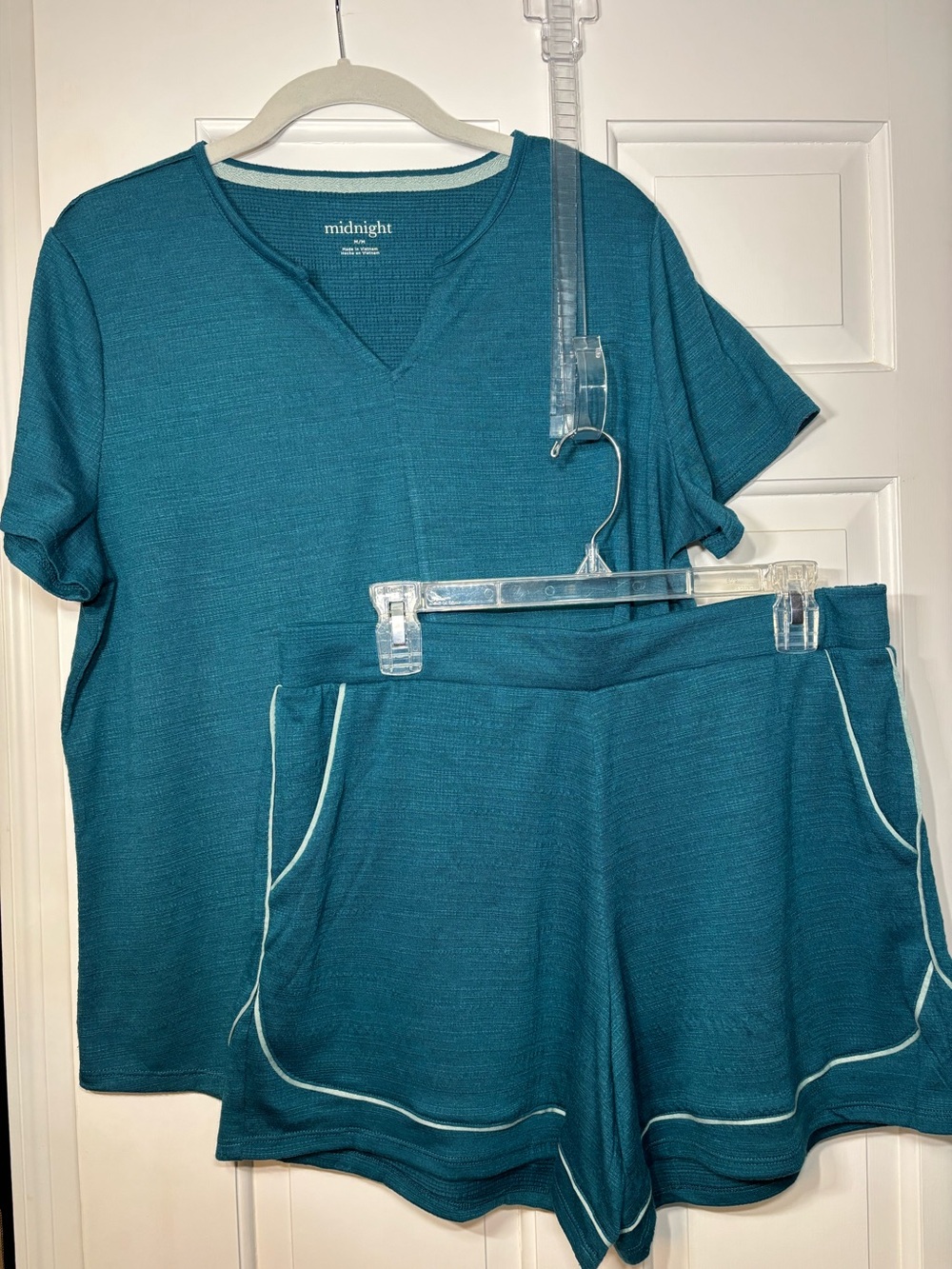 Midnight by Carole Hochman Medium Teal Short Sleeve Top & Shorts Pajama Set